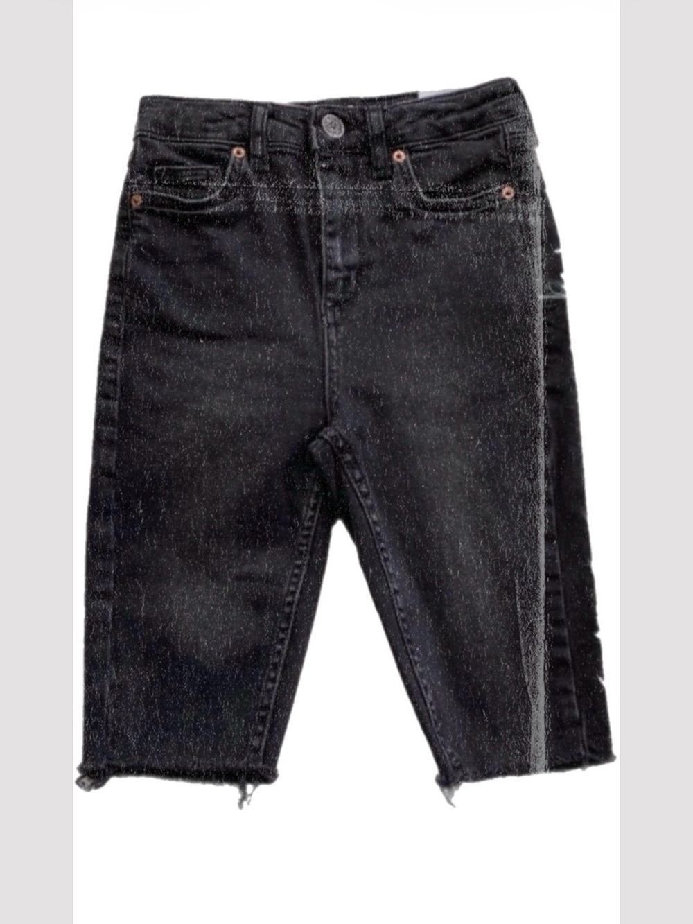 BDG Black High-Rise Raw Hem Denim Bermuda shorts